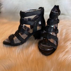 Sz 13, XOXO black block heel sandals
